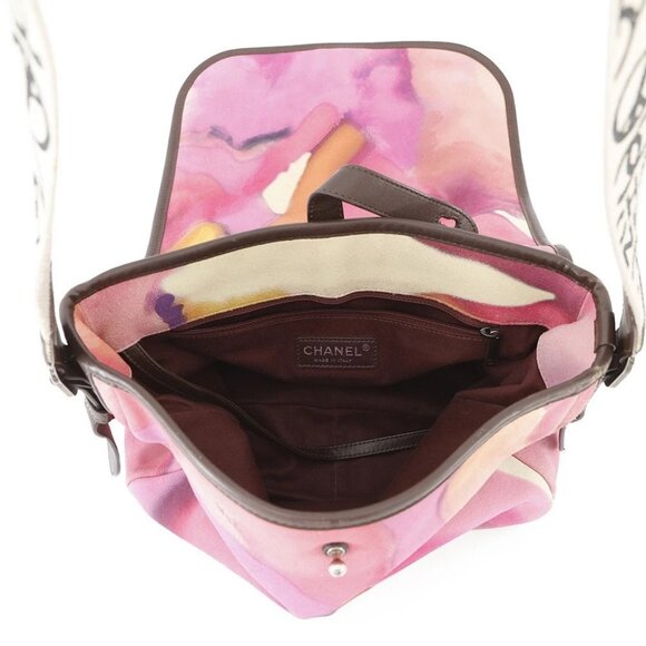 CHANEL CC Logo Embroidery Messenger Bag Suede / Leather Multicolor - Picture 5 of 16